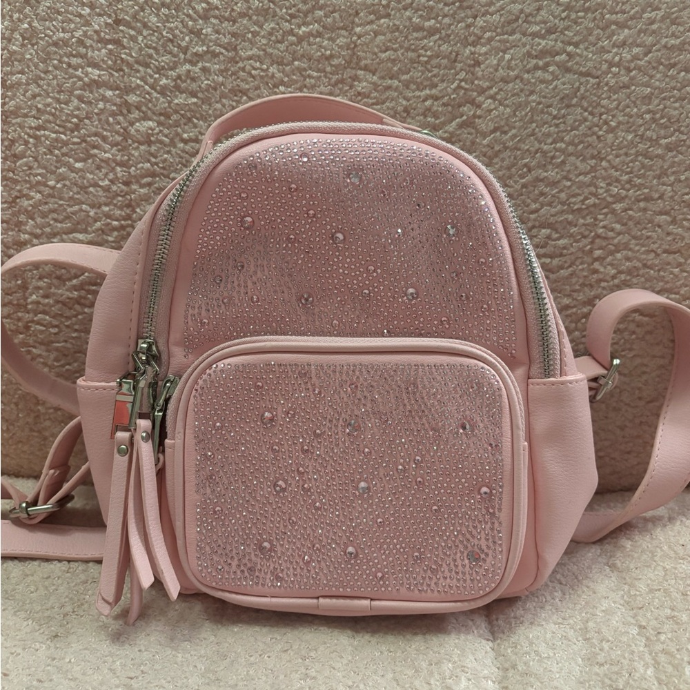 Steve Madden Pink Metallic Backpack Compact Design